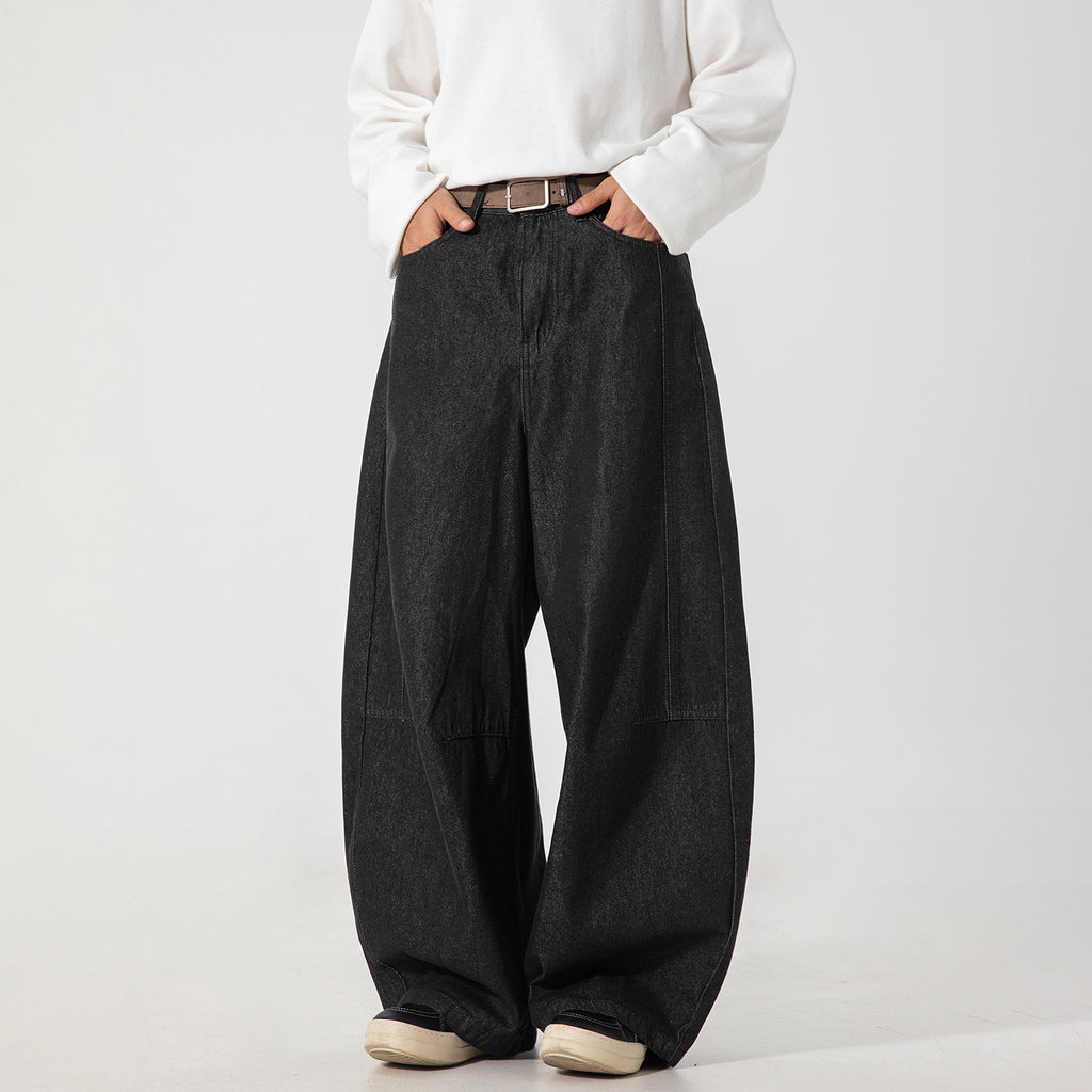 Curved knife shaped straight leg long pants