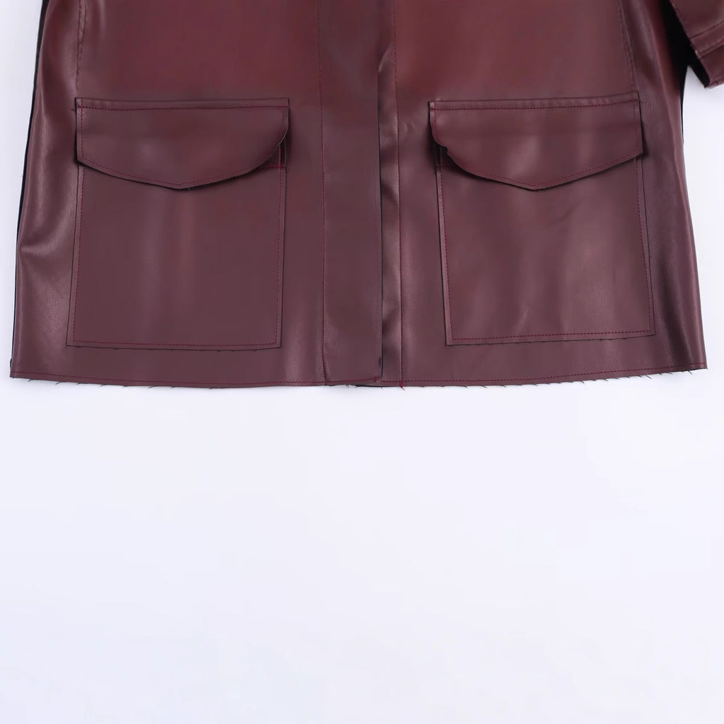 Faux Leather Short Jacket for Women,