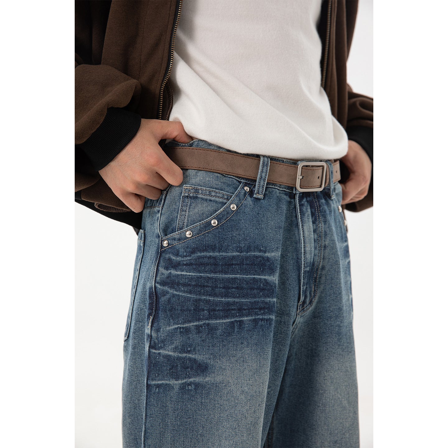 Straight leg jeans men's Long Pants
