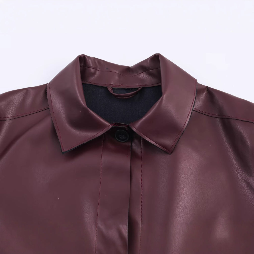 Faux Leather Short Jacket for Women,