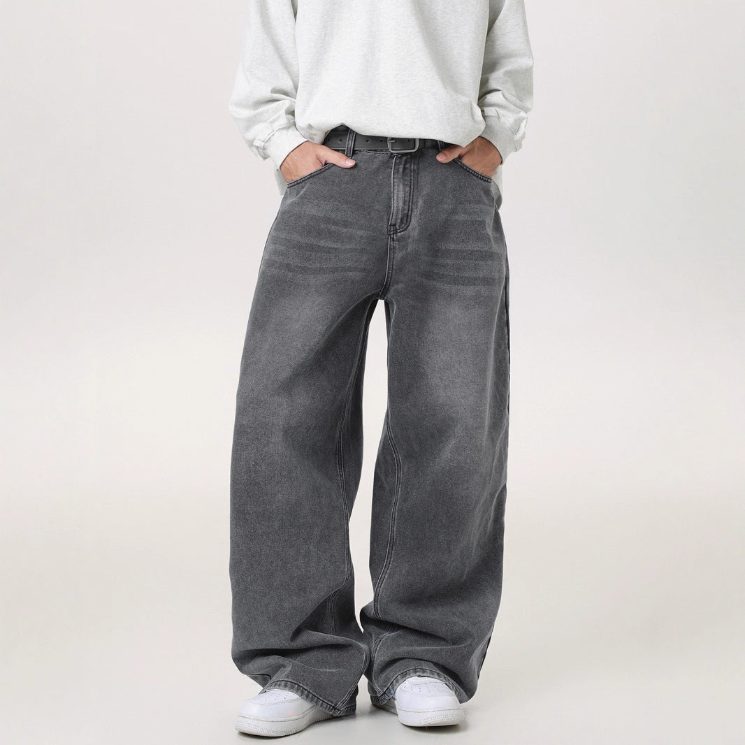 Make old wide leg jeans, men's straight leg loose pants