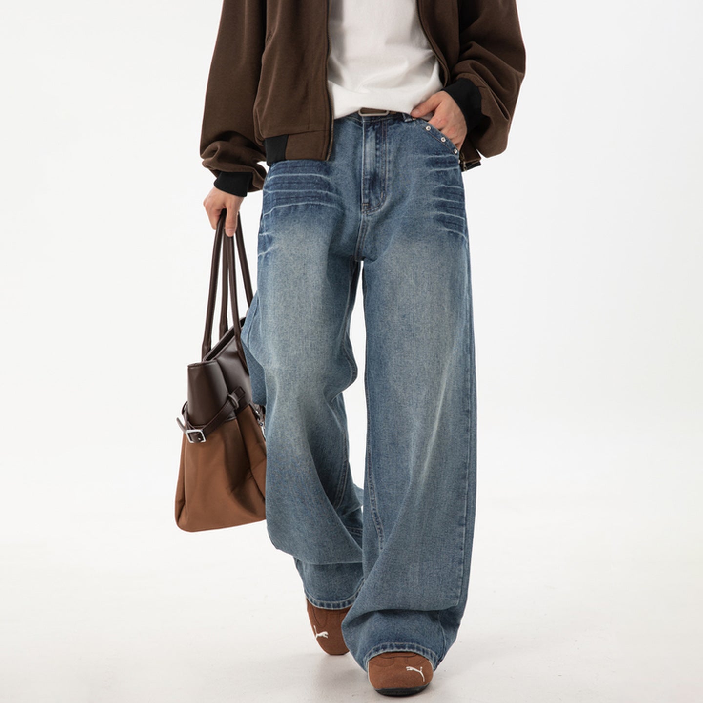 Straight leg jeans men's Long Pants